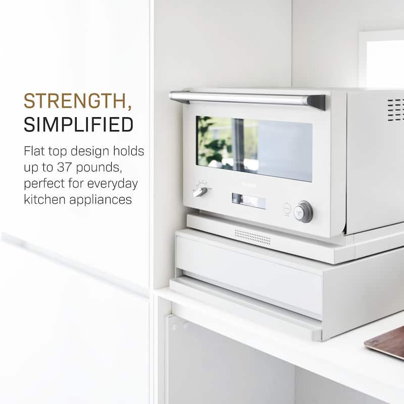 Yamazaki Home Countertop Drawer with Pull-Out Shelf, Steel, Holds 37 lbs - L 15.47 x W 17.72 x H 5.31 inches