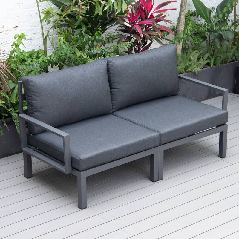 LeisureMod Hamilton Modern 2-Piece Accent Arm Chair with Removable Cushion, 2-Seater Sofa for Home Outdoor Patio Porch Garden