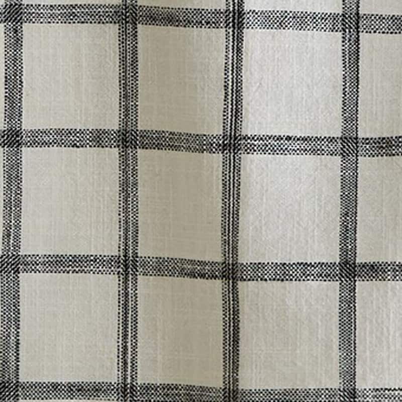 Set of 2 Black Check & Stripe on Beige Background Cotton Kitchen Dishtowels 26L x 18W in.
