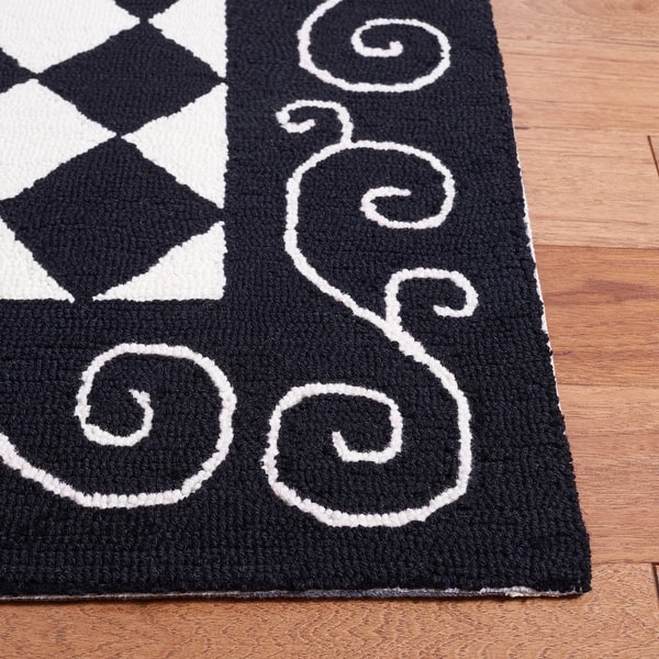 slide 2 of 6, SAFAVIEH Handmade Chelsea Marlee French Country Wool Rug 2'6" x 4' - Black/Ivory - Rectangle