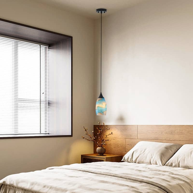 Black Metal and Glass Pendant Light for Kitchen Island Dining Room