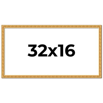 32x16 Frame Gold Real Wood Picture Frame Width 1 inches | Interior