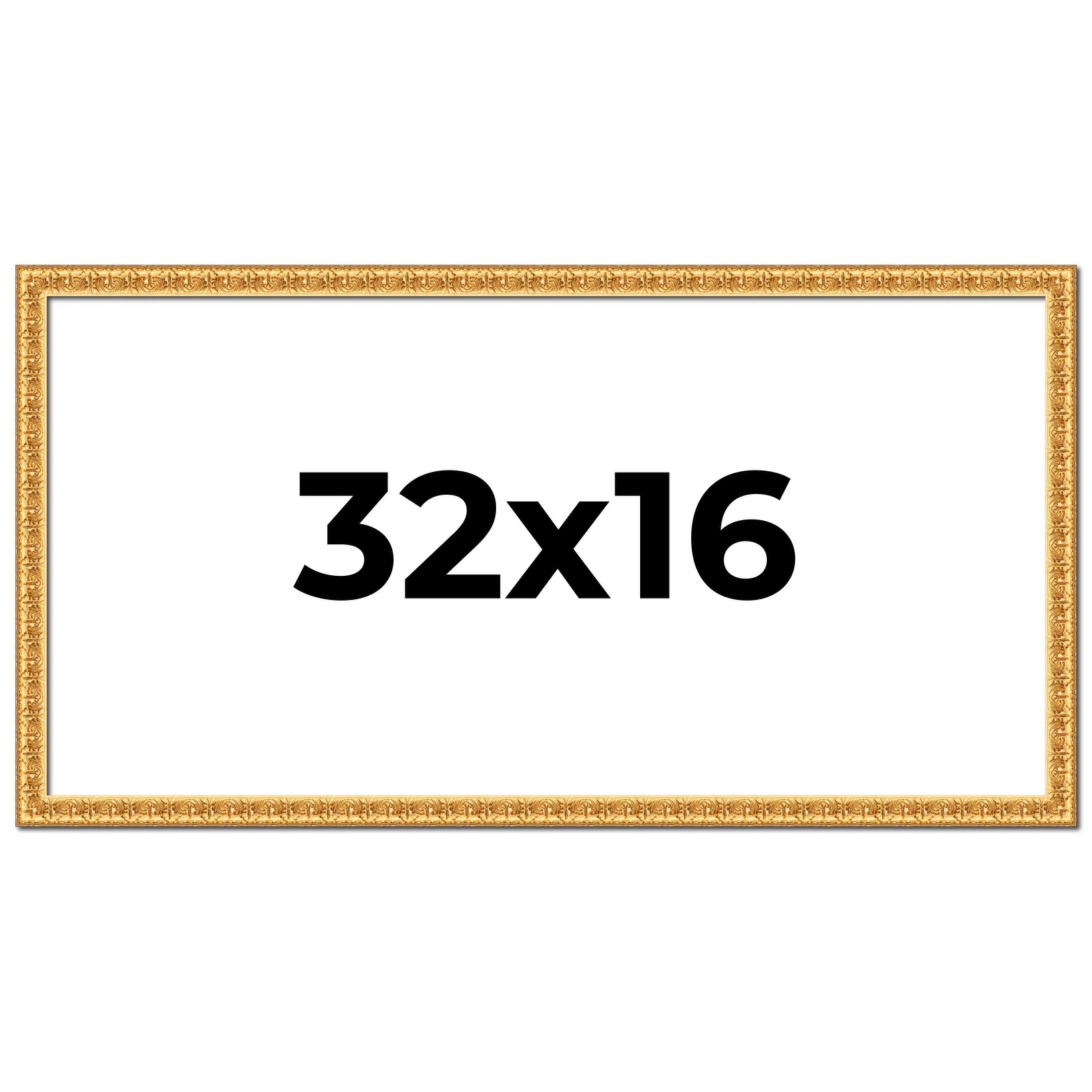 32x16 Frame Gold Real Wood Picture Frame Width 1 inches | Interior