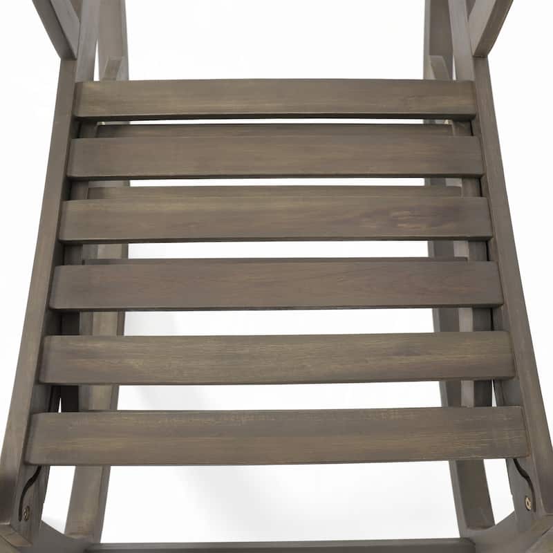 Outdoor Acacia wood Rocking Chair with Retractable foot panel,Grey