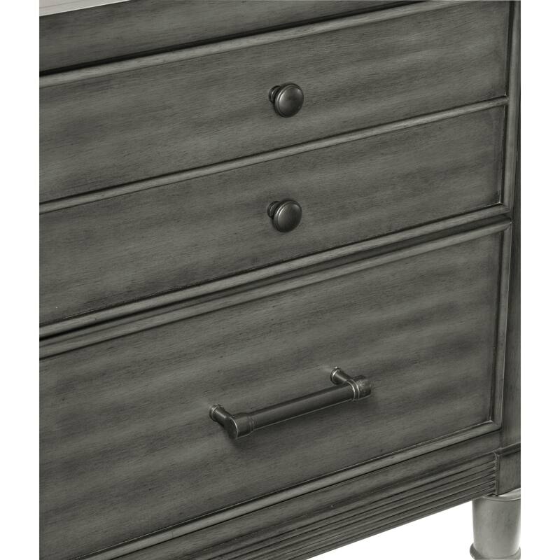 Transitional Gray Nightstand, Drawers, Versatile Look for Bedroom