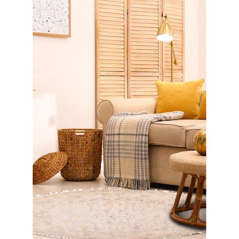 ECARPETGALLERY Hand-knotted Royal Oushak Light Grey Wool Rug - 9'1 x 8'9