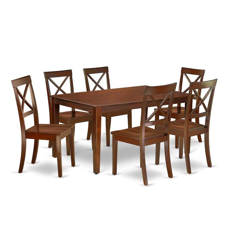Medieval Dining Set 7-Piece - 60" Rectangle Table & 6 Chairs - Classic Wood Furniture for Home