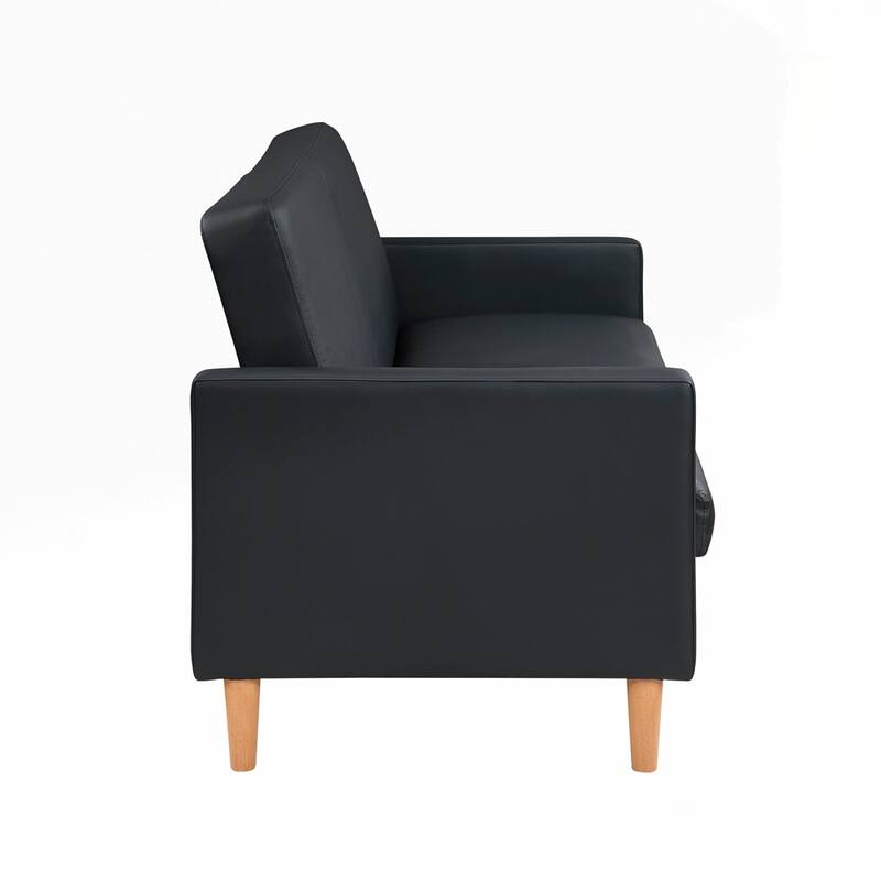 Faux Leather Upholstery Comfort Sleeper Sofa Modern Furniture Durable Plywood Frame Elegant Lounger - 2 Seat