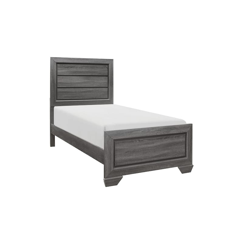 Valli 5 Piece Gray Modern Rustic Panel Bedroom Set
