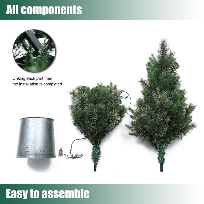 4Ft Pre-Lit Artificial Christmas Pine Tree with Metal Pot - 48" H x 28.3" Diameter