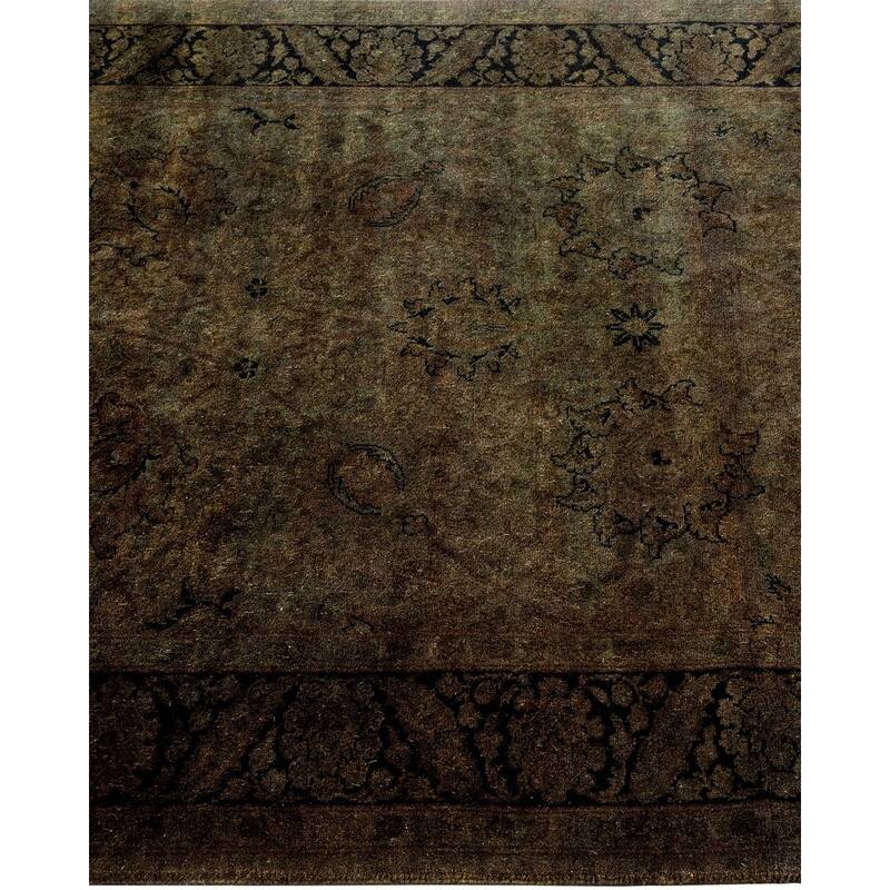 Overton Hand Knotted Wool Vintage Inspired Modern Contemporary Overdyed Black Runner Rug - 3' 2" x 13' 6"
