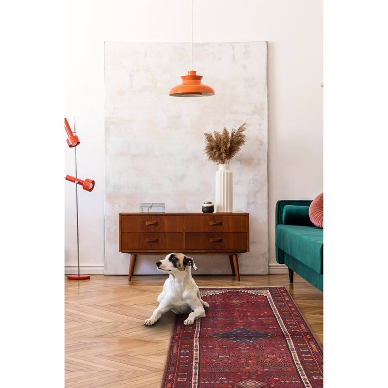 ECARPETGALLERY Hand-knotted Andelz Red Wool Rug - 3'5 x 9'5