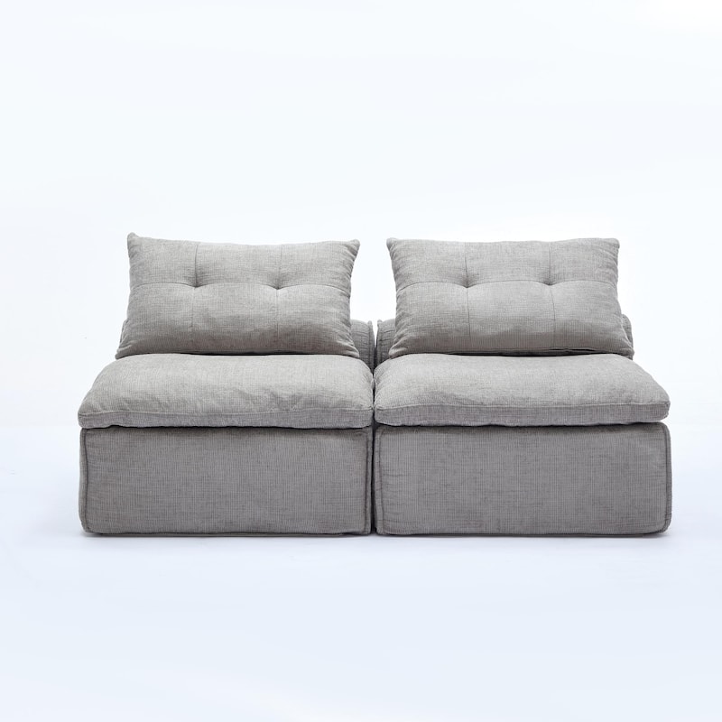 GDFStudio - Chenille Modular 2-Seater 66" Armless Lounge Loveseat Sofa