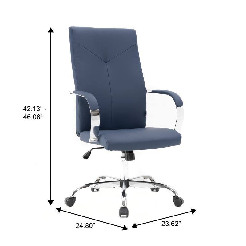 Sonora Ergonomic High Back Leather Office Chair with Lumbar Support, Adjustable Height, Tilt Lock, Chrome Frame & Swivel Casters