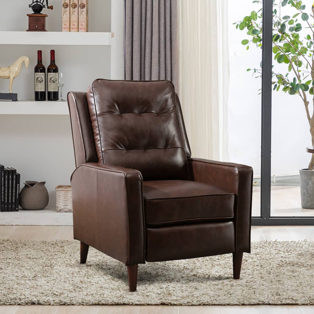 Genuine Leather Pushback Recliner Single Sofa