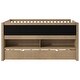 preview thumbnail 19 of 22, Twin Size Loft Bed, Wood Low Loft Bed with Storage Shelves, Blackboard, Trundle and Ladder Wooden Bed Frame No Box Spring Needed