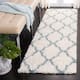 SAFAVIEH Dallas Shag Giusy Trellis 1.5-inch Thick Rug - 2'3" x 10' Runner - Ivory/Light Blue