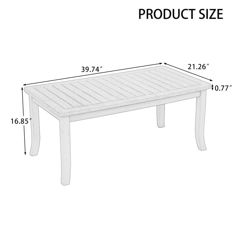 40" W Rectangular Solid Teak Outdoor Coffee Table with Curved Leg