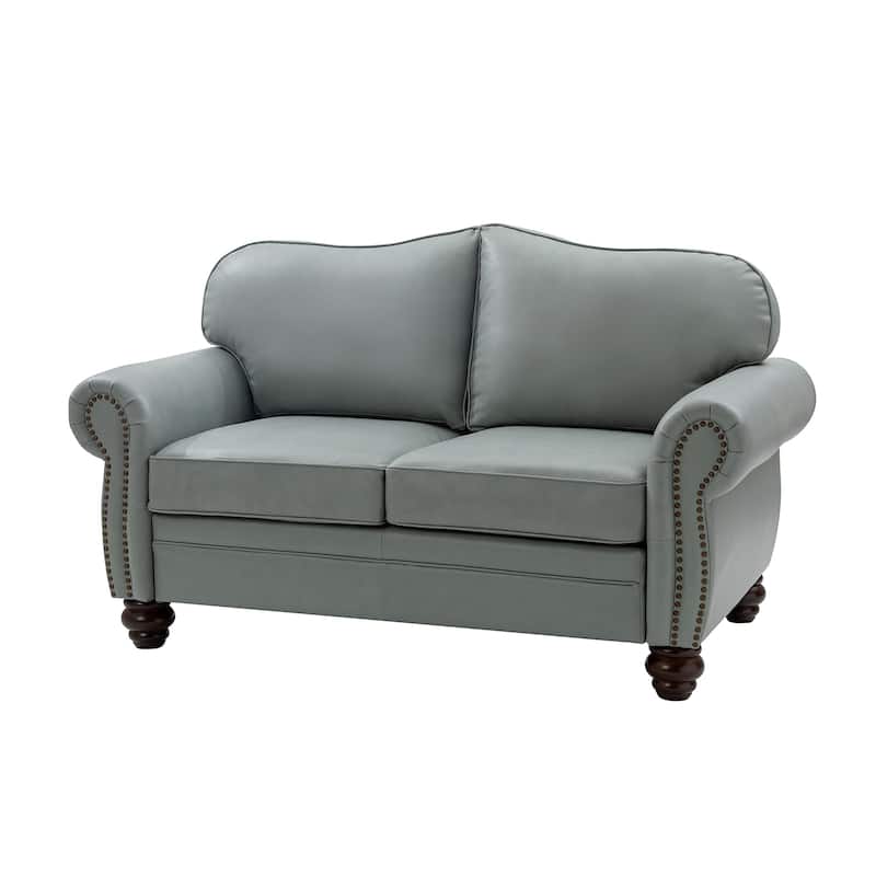 Filomena Transitional 5 Piece Genuine Leather Living Room Set Sofa with Rolled Arms by HULALA HOME