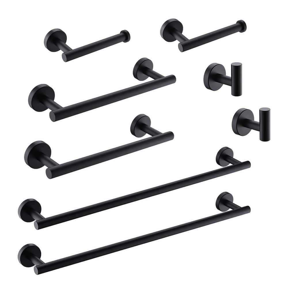 8-Piece Wall Mount Bathroom Hardware Set 23'' Bathroom Towel Bar Toilet Paper Holder Robe Hooks Stainless Steel Accessories Set