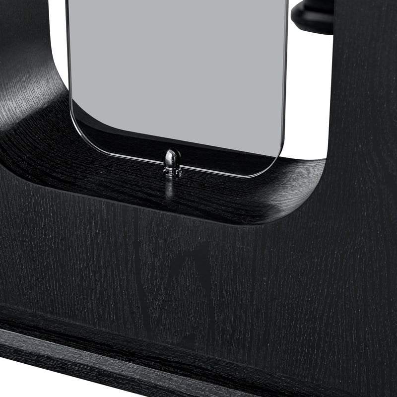 64.5 x 35.4 Inch Modern Dining Table with Wood Texture & Glass Accent