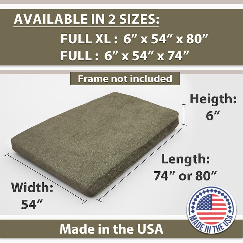 Memory Foam Infused Futon Mattress Full XL - Washable Removable Cover, Thick Foldable Sofa Bed Cushion (Frame NOT Included)