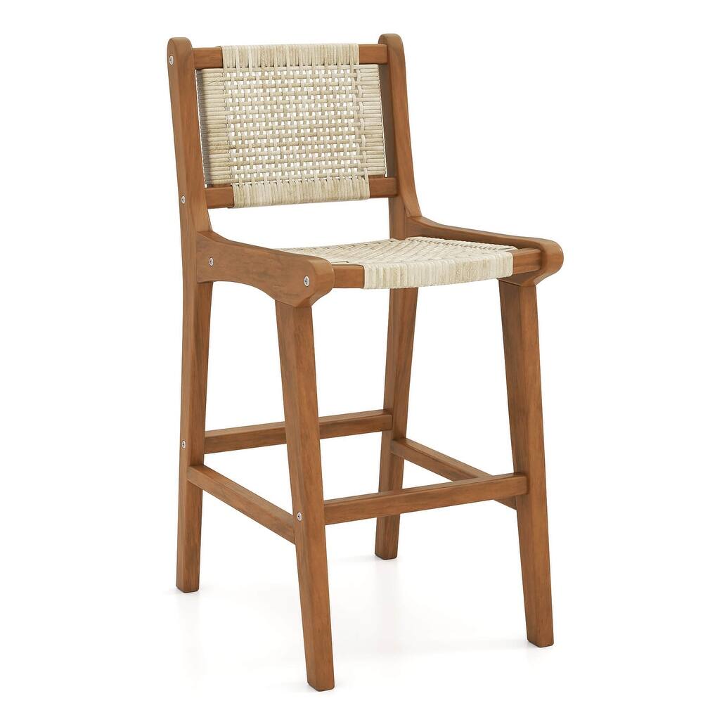 Coatway 1/2/4 PCS Outdoor Counter Height Bar Stool with Teak Wood - See Details