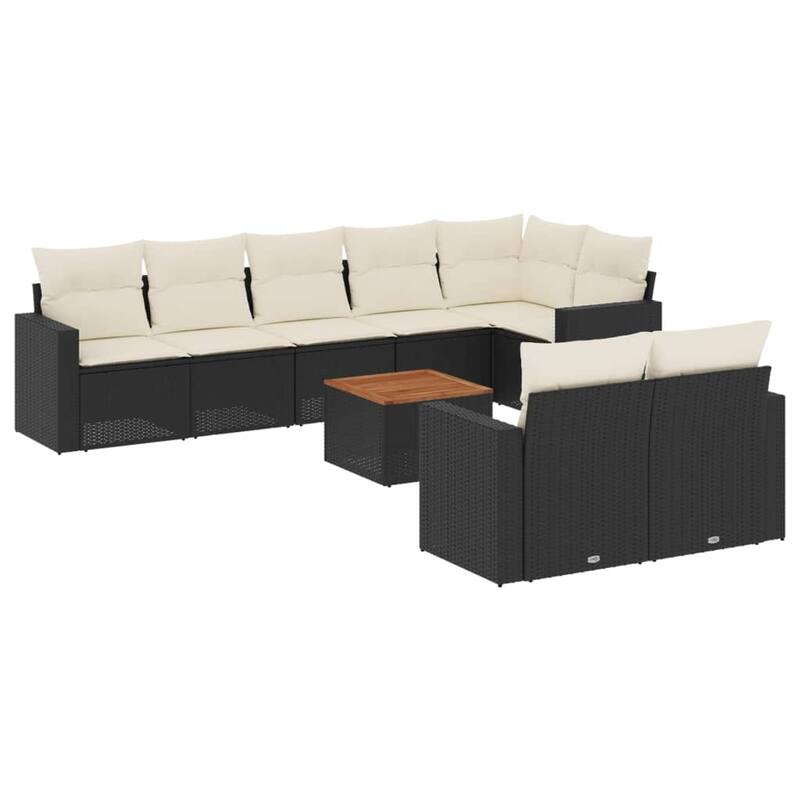 vidaXL Patio Sofa Set with Cushions Outdoor Furniture 9 Piece Poly Rattan - 21.7 x 21.7 x 14.6