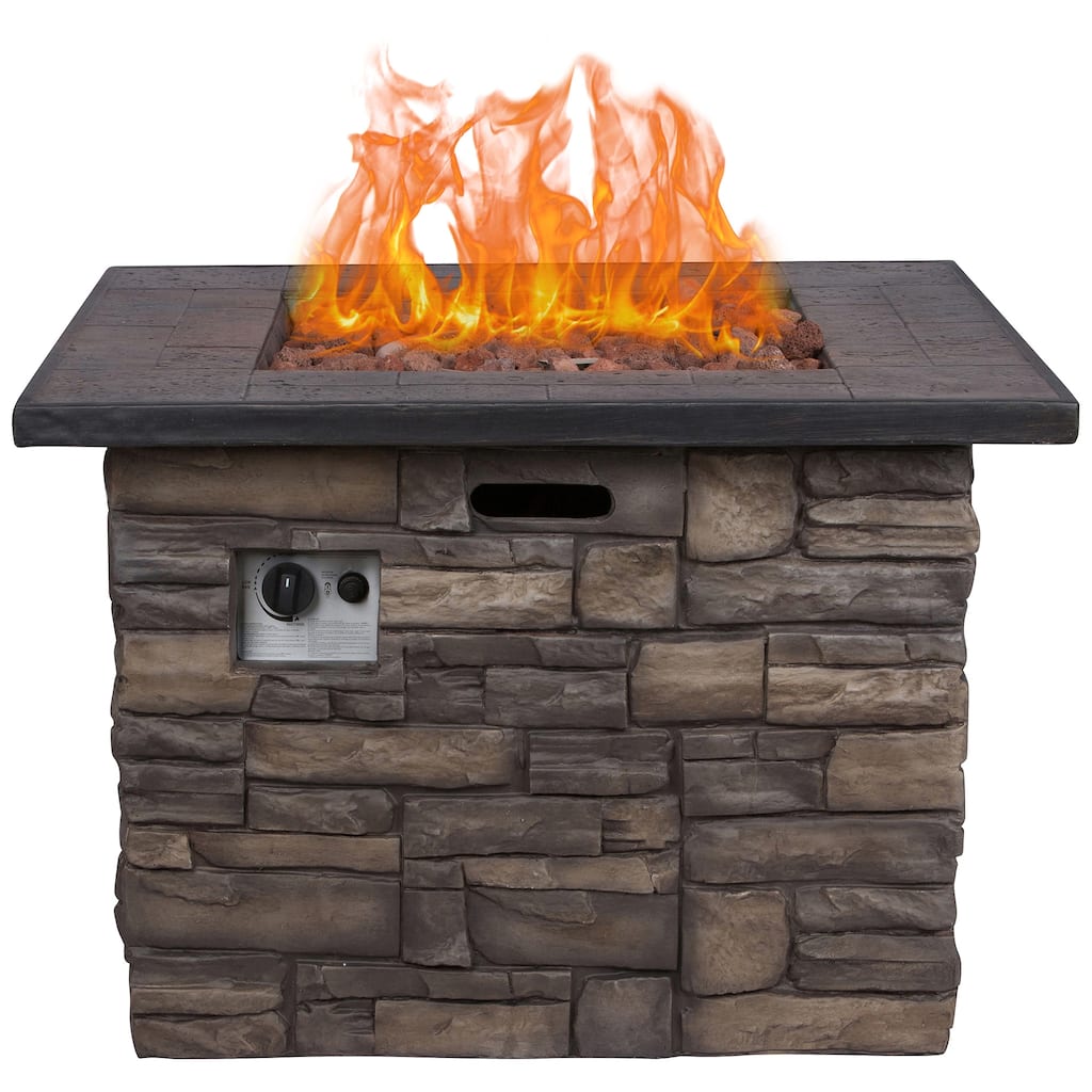 Fire & Flare 50,000 BTU Firepit Table, Lava Rocks, & Cover Set