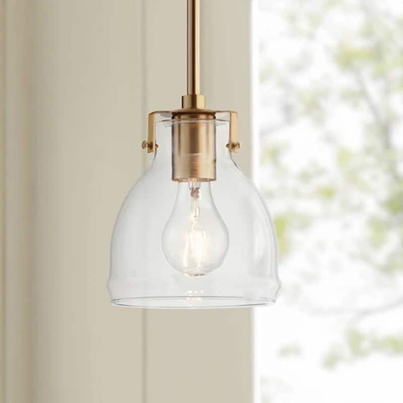 Gold Mini Pendant Light 6 1/2" Modern Clear Glass Shade Fixture - 6" x 54"