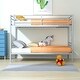 preview thumbnail 49 of 71, Twin over Twin Elegance Clean-Lined Bunk Bed, Heavy Duty Metal Structure Bunk Bed Frame Steel Slat Support(No Box Spring Needed)