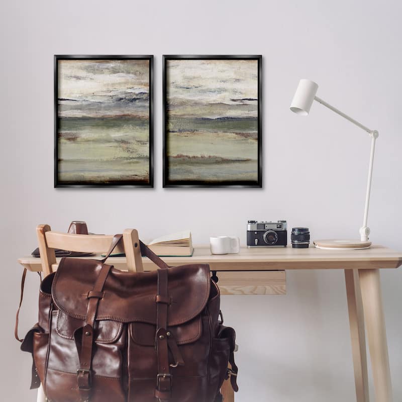 Stupell Earth's Layers Neutral Abstract Framed Floater Canvas Wall Art Design By Lanie Loreth (Set of 2)