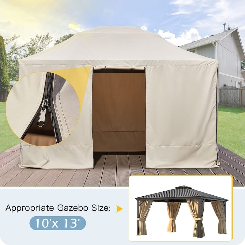 Winter Gazebo Cover with Sidewalls, Waterproof Outdoor Enclosure for Hardtop Gazebos, Beige
