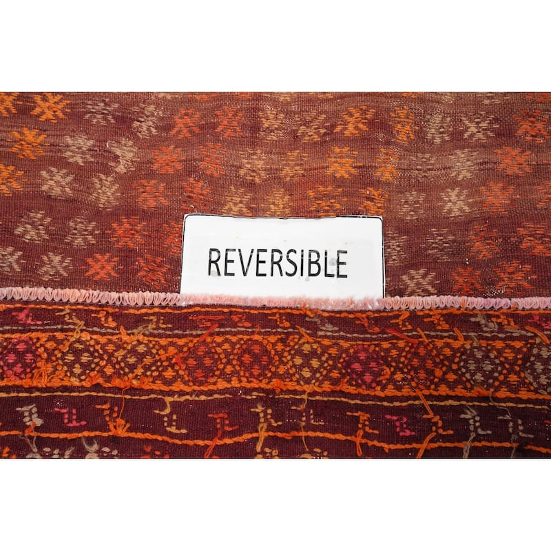Hand Woven Oriental 100% Wool Carpet Southwestern Tribal Oranges & Rust Kilim Area Rug - 10' 1'' X 5' 8''