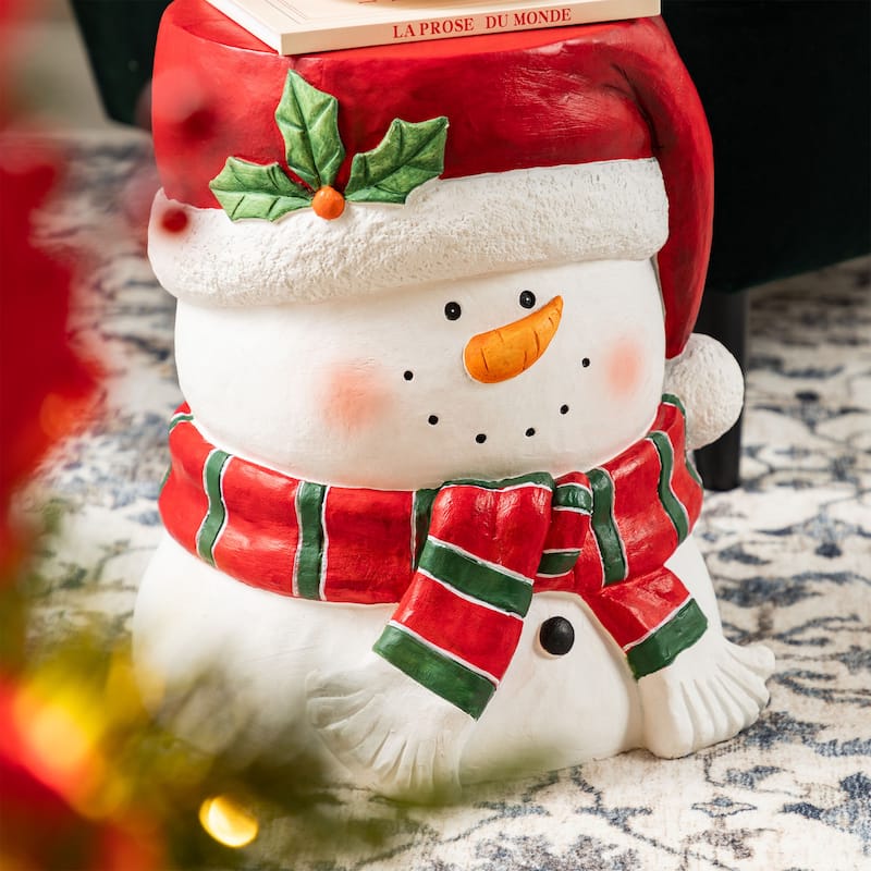 Glitzhome Christmas MGO Santa Snowman Home Stools or Accent Side Table