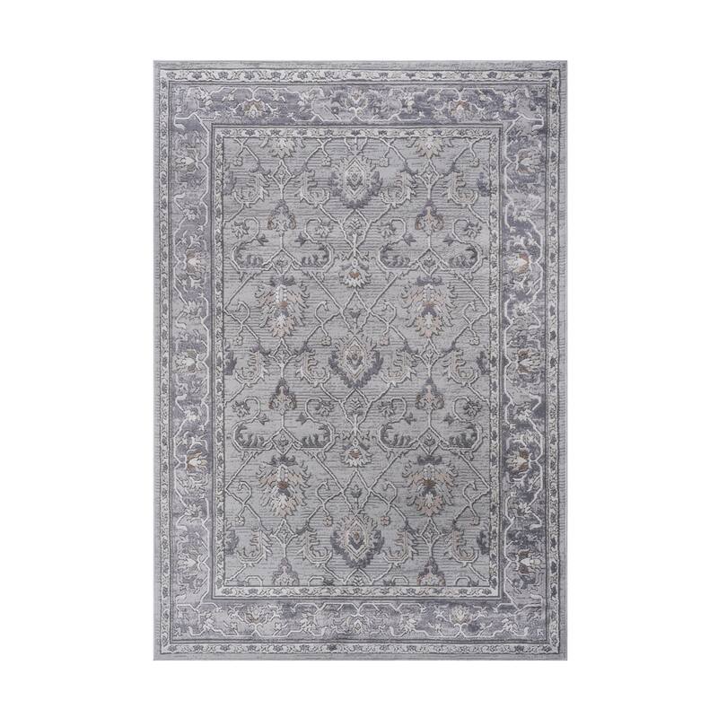 LOOM & LUXE Collection Ivory/Grey/Oriental Non-Shedding Area Rug - 120" D x 93" W x 0.35" H