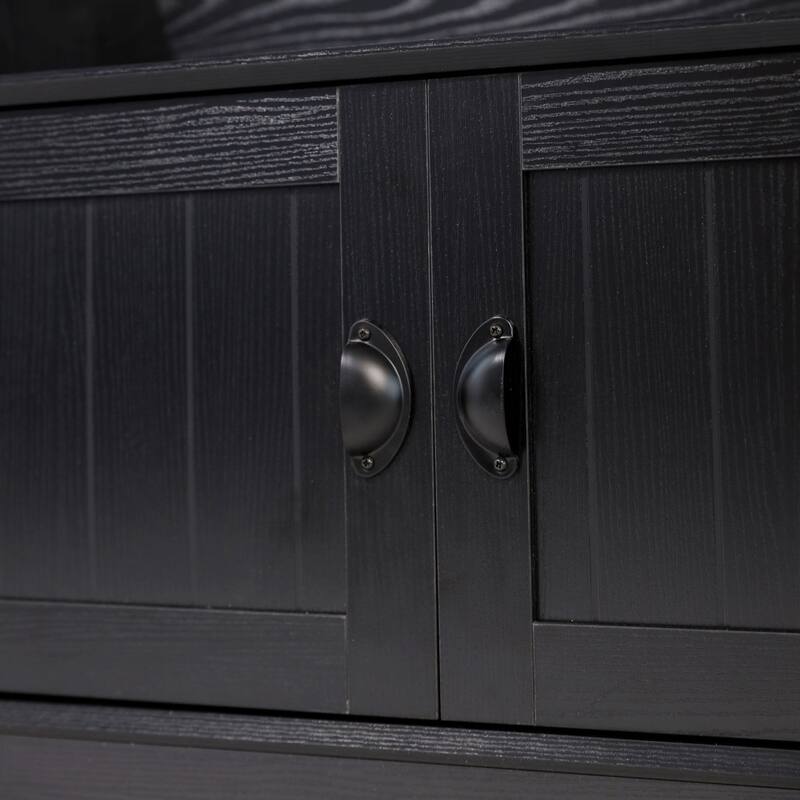 Hall Tree with Storage Bench, Upper Cubbies and 4 Double Coat Hooks - 18.5"D x 39.25"W x 65"H