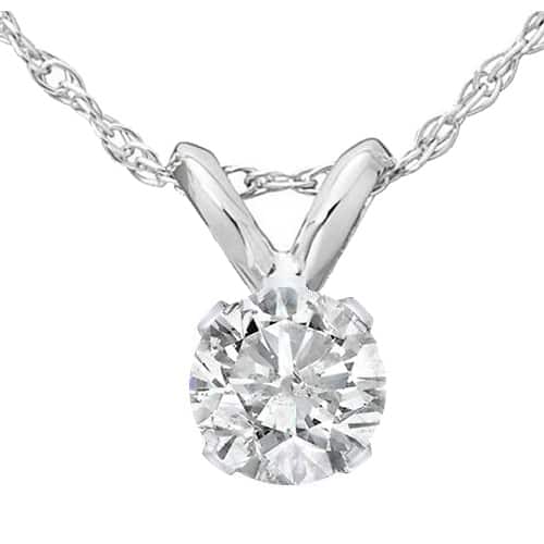 Pompeii3 14k White Gold 1/2 ct TDW Round Diamond Solitaire Pendant