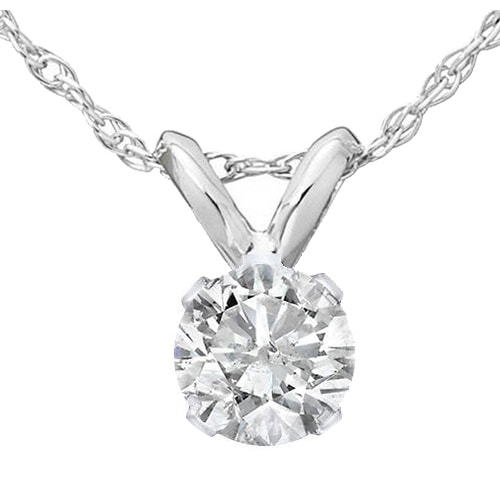 Bliss Diamond 1/2ct Solitaire Diamond Pendant Necklace White Gold