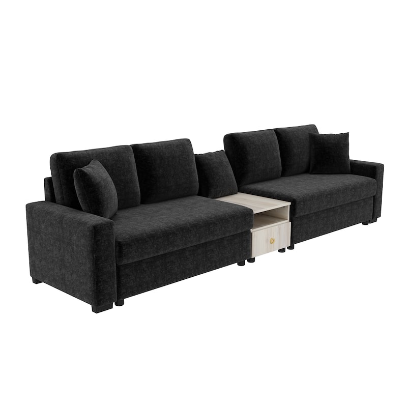 Christopher Knight Home - Havencrest 127.9" Modern Upholstered Modular Sofa with Storage Armrest Center Console