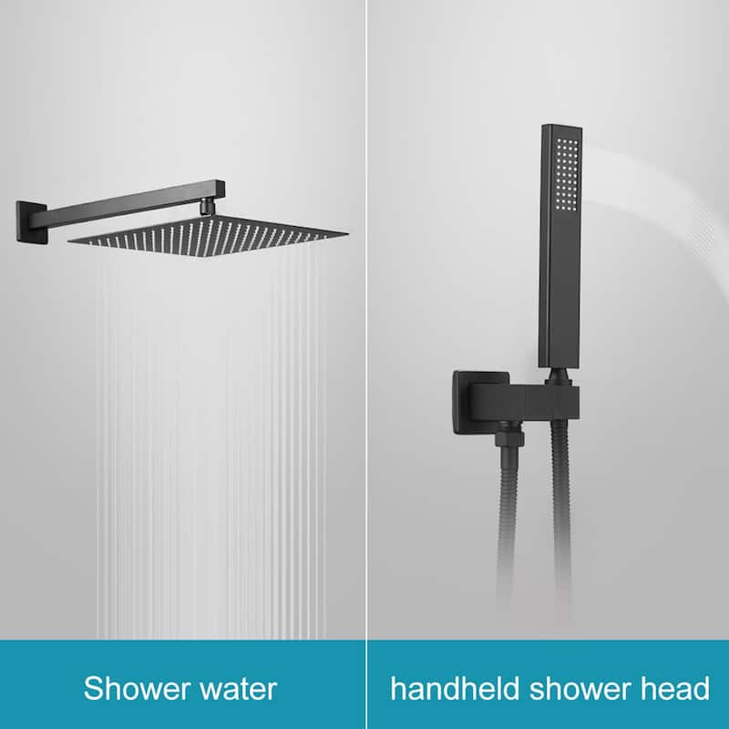 Matte Black 1-handle Square Shower Faucet Shower System - 15.75"*12"