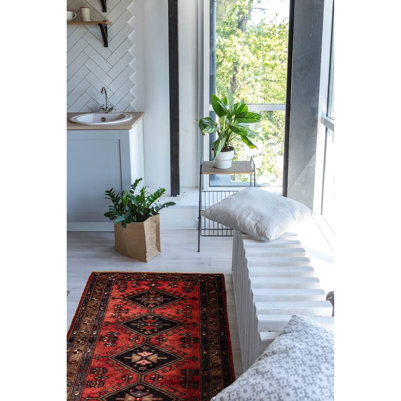 ECARPETGALLERY Hand-knotted Anadol Red Wool Rug - 3'7 x 9'10