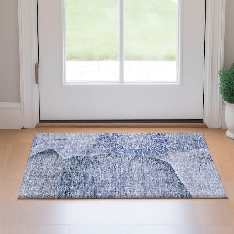 Premium Washable Super Soft Chic Floral Mayfield Rug - Blue - 1' 8" x 2' 6" - Rectangle