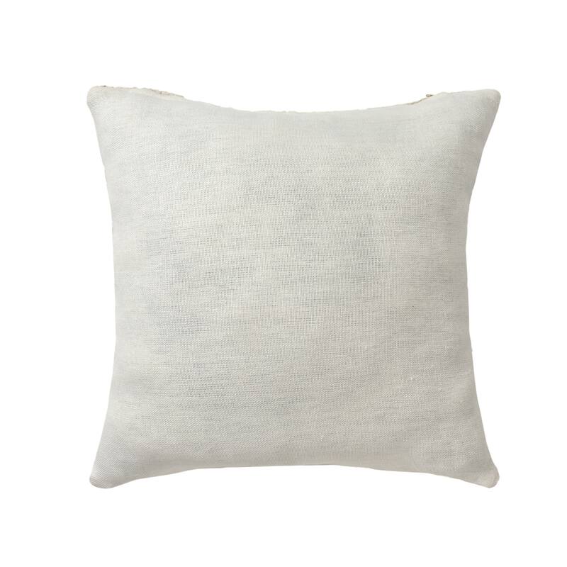 Handmade Boucle Wool Square Throw Pillow Cover - 24" - Cream