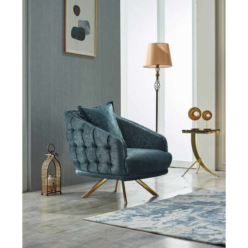 Lauren 4-Pieces One Sofa One Loveseat Two Chair Living Room Set, Metal Leg