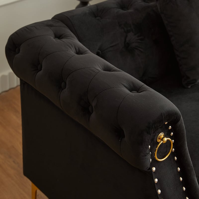 35"D x 65"W x 30.3"H Velvet Chesterfield Button-tufted Loveseat