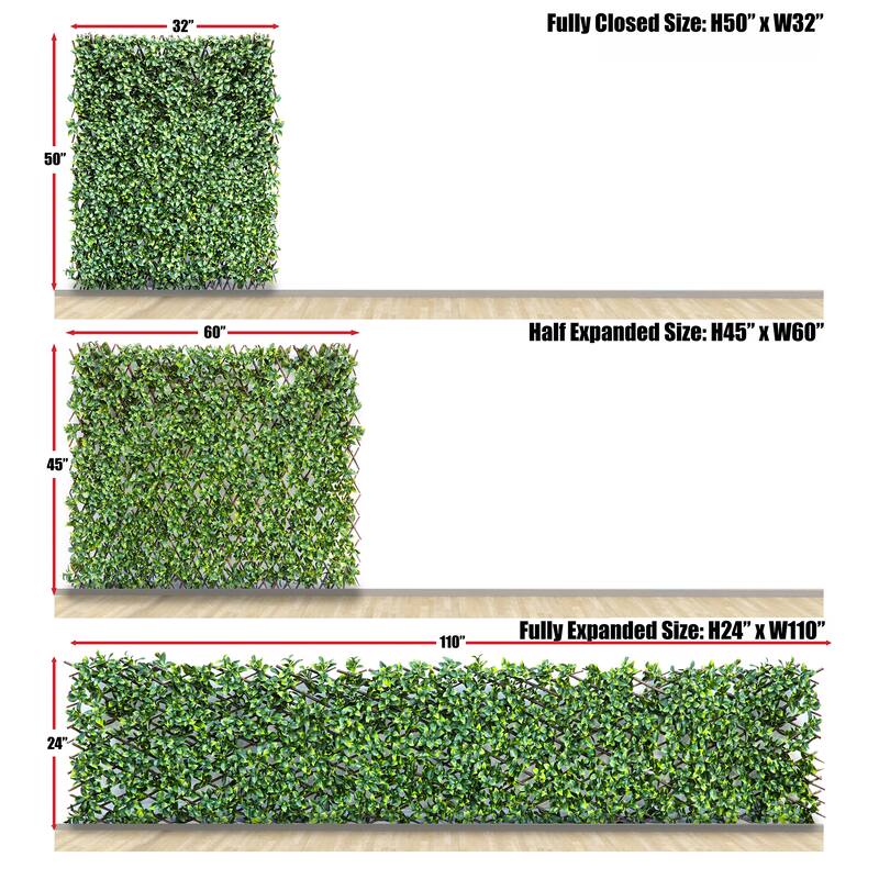 ColourTreeUSA 39" x 79" Expandable Artificial Gardenia Leaves Trellis Privacy Fencing Screen