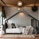 preview thumbnail 14 of 20, House Bed with Slats, KIds Bed with Roof and Colorful Lights,Twin-Size