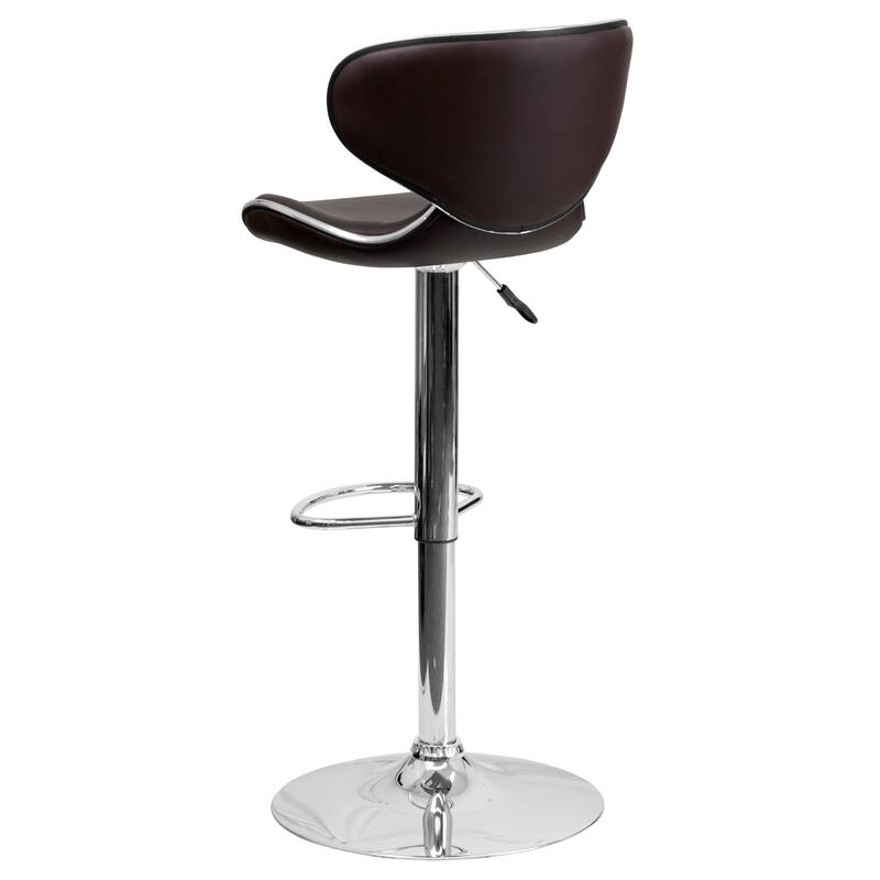 2 Pack Contemporary Mid-Back Vinyl Adjustable Height Barstool with Chrome Base - 16"W x 17.5"D x 34.5" - 43"H