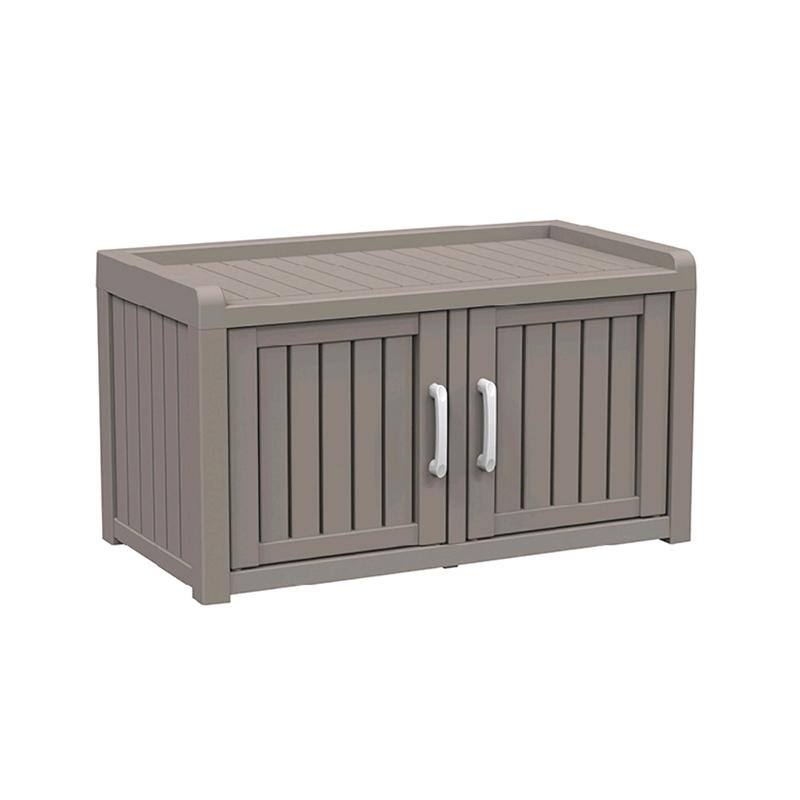 Double Door Shoe Cabinet Waterproof UV-Resistant,Storage Bench Indoor Outdoor -Space-Saving Entryway Organizer​ - Brown
